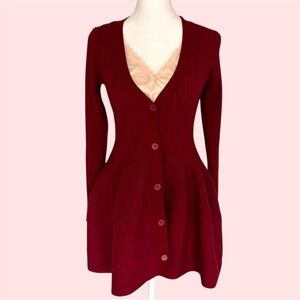 Adorable Micas Red coquette babydoll peplum sweater